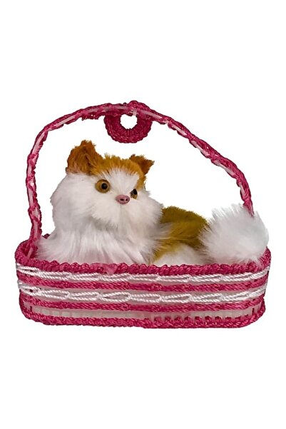 OEM Plastic Basket with Kitten, 15x11 cm Red
