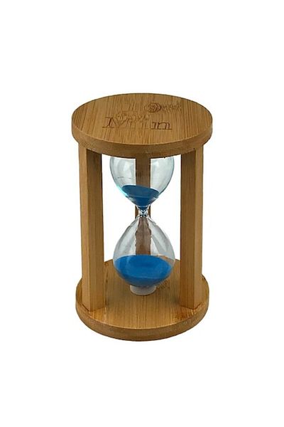 OEM Wooden Hourglass with Writing 10 Minutes, 9x14 cm, Brown-Blue