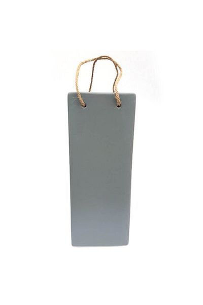 OEM Ceramic vase shaped like a gift bag with rope handles, 10x26 cm, gray
