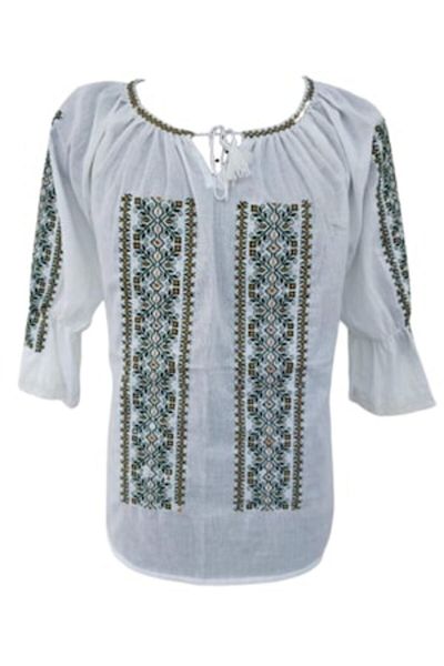 OEM Women's Blouse, Cotton, Traditional Model, Multicolor Embroidery, 3/4 Sleeve, Size L