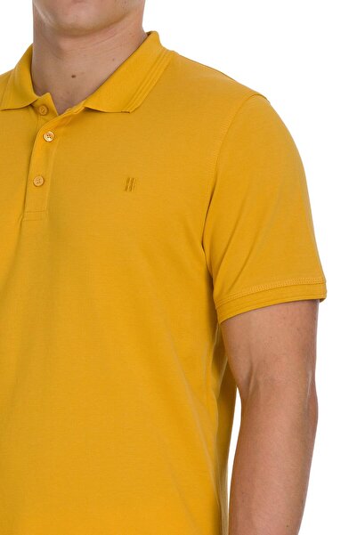 Hatemoğlu Гірчичний Regular Fit 100% бавовняний футболка з коміром-поло