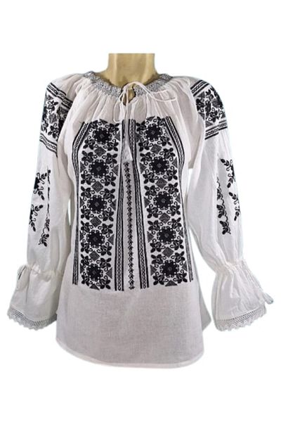 OEM Women's Blouse, Cotton, Black Embroidery, Long Sleeves, Traditional Design, Size L