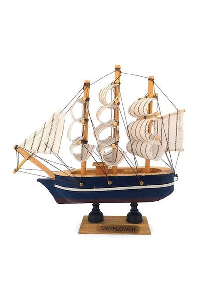 OEM Wooden Decorative Ship 13x13 cm Navy Blue M3