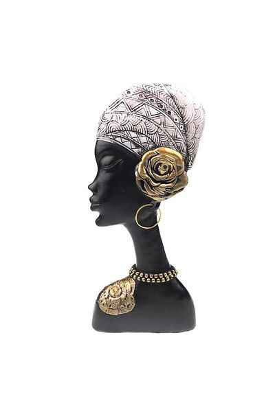 OEM Ornament decorativ din rășină, bust de femeie africană, 14x30cm, multicolor, M2