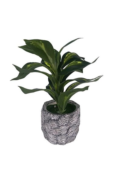 OEM Ghiveci ceramic cu flori mari din frunze de plastic, M3, 13x19 cm