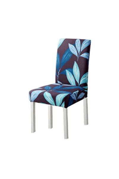 JOJO HOME Set 4 huse pentru scaune, Jojo Home, imprimeu Fruze Bicolore, Bleumarin Bleu