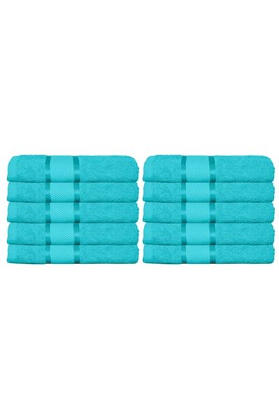OEM Set 10 prosoape de baie, Bumbac, Uni, 400g/m², 70x140cm, Turcoaz