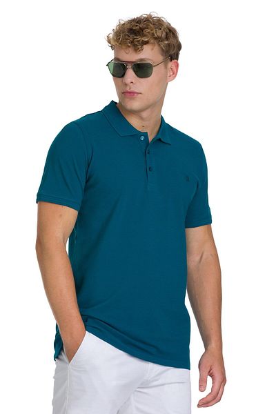 Hatemoğlu Blue Regular Fit 100% Cotton Polo Neck T-Shirt