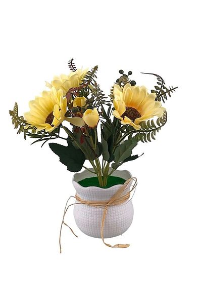 OEM Plastic Pot with Chrysanthemums, 17x25 cm, Yellow-Multicolor