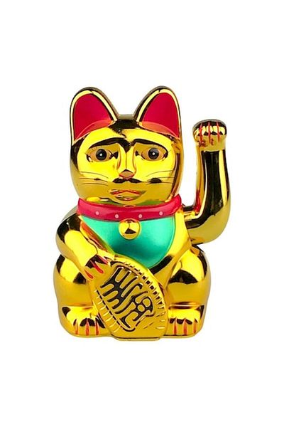 OEM Japanese Plastic Cat, Battery Operated, 11x15 cm, Multicolor