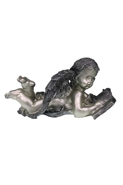OEM Resin Decoration, Angel Reading, 37x18cm, Gray Silver