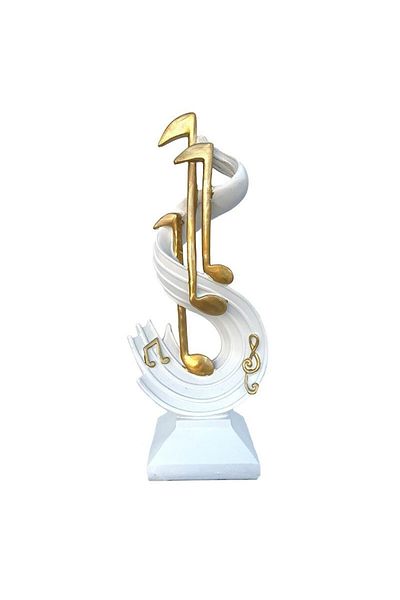 OEM Decoratiune din rasina, Portativ, 12X28cm, Alb-Auriu