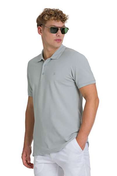 Hatemoğlu Πράσινο μπλουζάκι με κανονική εφαρμογή 100% βαμβακερό γιακά πόλο