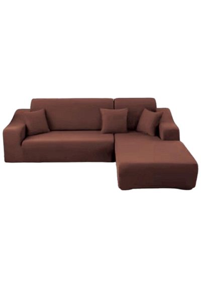 OEM Husă elastică pentru canapea de colț, Uni, 140x180cm/180x230cm, maro
