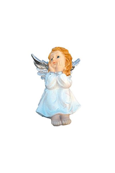 OEM Decoratiune inger rasina alb asezat, 16 cm