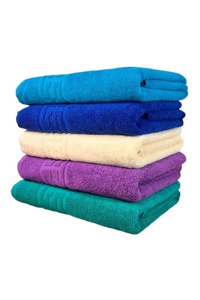 OEM Set 5 bath towels, Cotton, Uni, Greek Border, 500g/m², 70x140cm, Multicolor