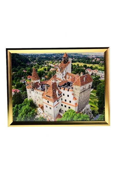 OEM Pictură plastică cu ramă MDF Castelul Bran, 43x33 cm M1