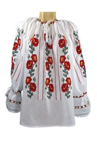 OEM Ie Dama, Broderie Floral Multicolor, Bumbac, Model Traditional, Maneca Lunga, Marime 5XL