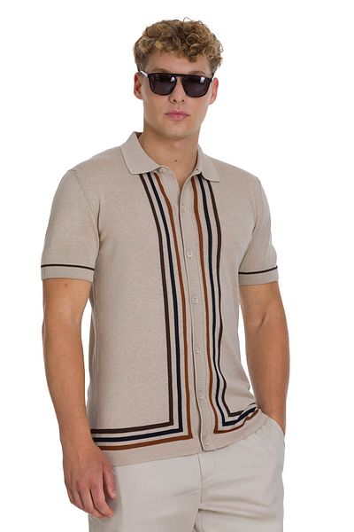 Hatemoğlu Ecru Regular Fit Polo Neck Cotton T-Shirt