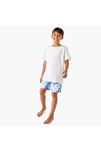 Juniors Printed Swim Shorts with Elasticated Drawstring and Pockets