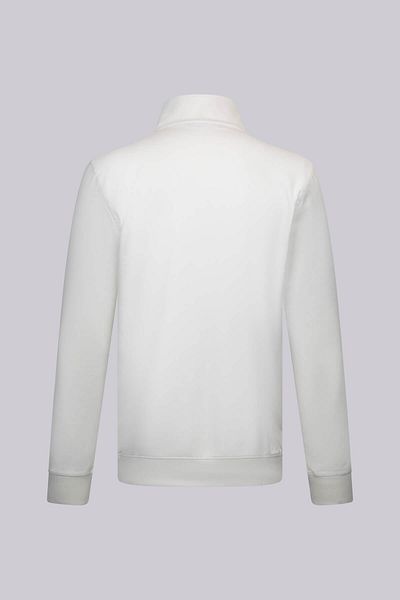 Hatemoğlu White Regular Fit Zippered Half Turtleneck Cotton Sweatshirt
