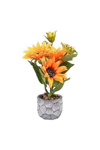 OEM Sunflower pot, 12x25 cm, yellow-multicolor, ceramic and plastic, M2
