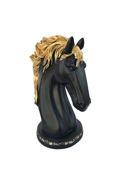 OEM Resin Decoration, Horse, 25X32cm, Black-Gold