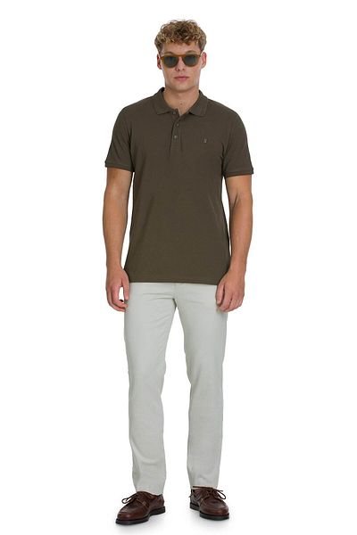 Hatemoğlu Khaki Regular Fit 100% Cotton Polo Neck T-Shirt