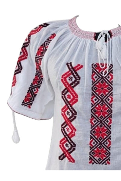 OEM Women's Traditional Embroidered Blouse, Black-Red, Size 3XL