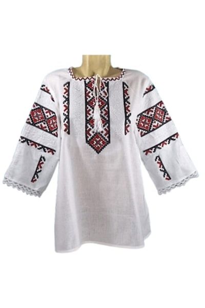 OEM Women's Blouse, Cotton, 3/4 Sleeve, Traditional Embroidery Red-Black, Size M
