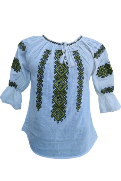 OEM Traditional Women's Blouse, Cotton, White-Beige, Size L