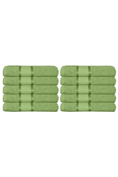 OEM Set of 10 bath towels, Cotton, Plain, 400g/m², 70x140cm, Orange Green