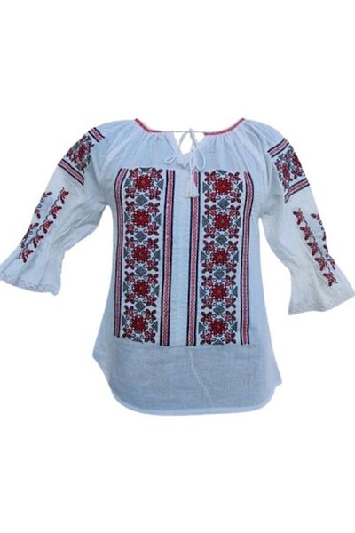 OEM Traditional Women's Blouse, Cotton, Red-White, Size M