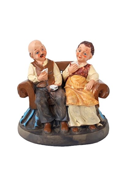 OEM Decoratiune din rasina reprezentand bunici vorbind pe canapea, 10 cm