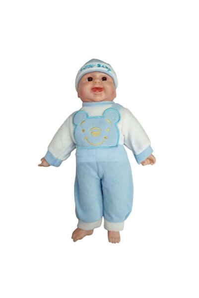 OEM Кукла Щастливо Бебе с Шапка и Смях, 45 см, Светлосиня