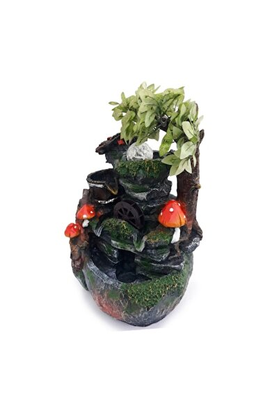 OEM Fântână electrică cu moară, bilă, plante artificiale, ciuperci, 23x30cm