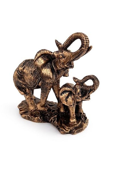 OEM Decoratiune din rasina reprezentand un elefant cu pui, 12x9 cm