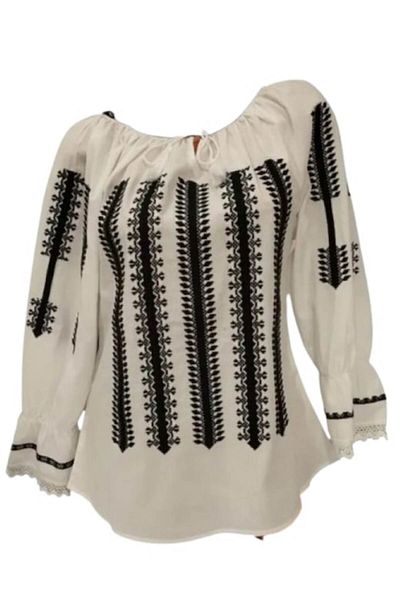 OEM Ie tradițională românească, alb-negru, mărimea 3XL