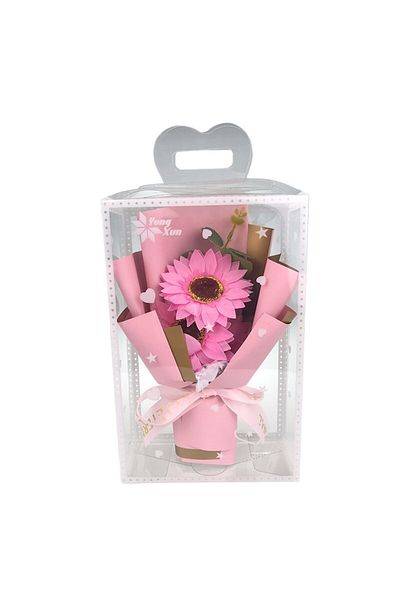 OEM Bouquet of three chrysanthemum soap flowers, packed in M3 plastic box, 16x24cm