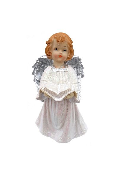 OEM Decorative Resin Angel with Silver Wings and Glitter, 23 cm