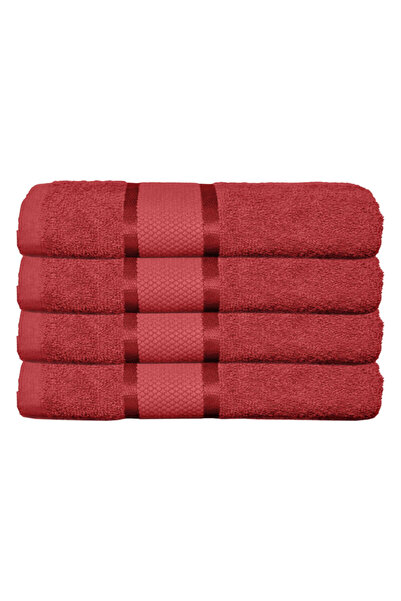 OEM Set of 4 cotton bath towels, 70x140cm, Red