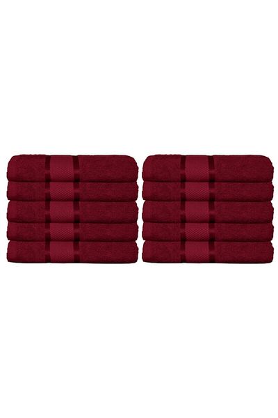 OEM Set 10 prosoape de baie, Bumbac, Uni, 400g/m², 70x140cm, Bordo
