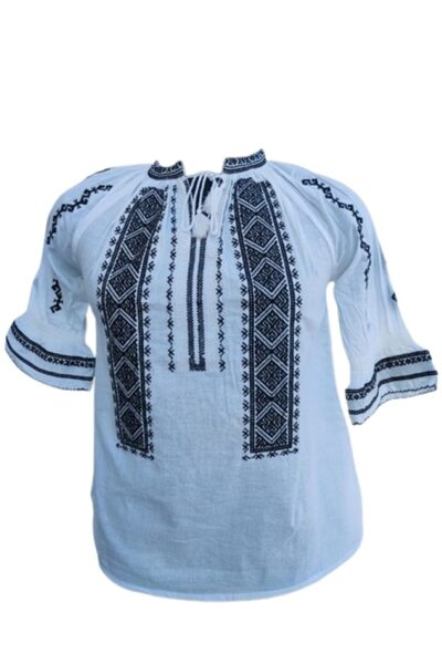 OEM Traditional Women's Blouse, Cotton, Diamond Pattern, Black, Size XL