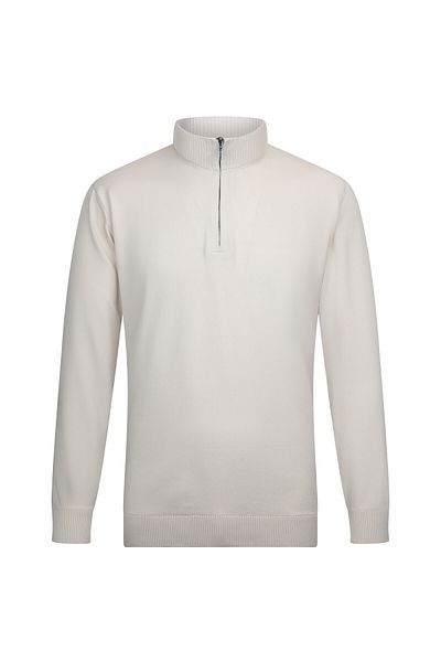 Hatemoğlu Beige Regular Fit Zippered Half Turtleneck Sweater