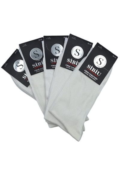OEM Set 5 bucati sosete bumbac barbatesti, fara cusatura, Sibiu, 39-42, Alb