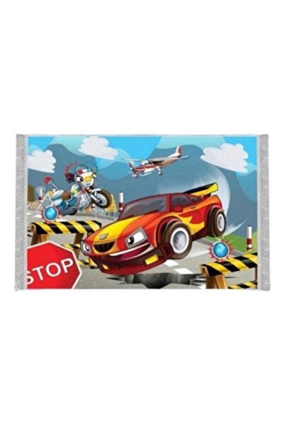 OEM Children's Room Rug, Anti-Slip, Race Car Design, Multicolor, 80x150cm