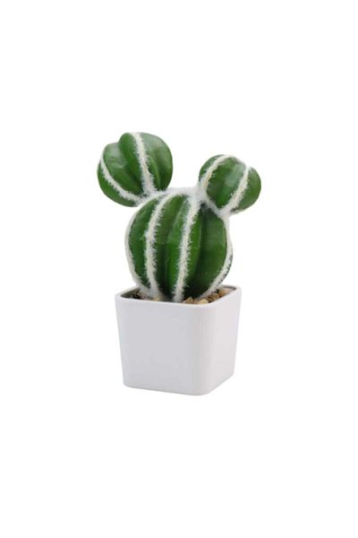 OEM Cactus artificial in ghiveci, PVC/Ceramica, 20x9x9 cm, verde