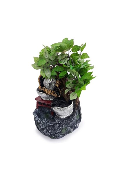 OEM Electric Fountain with Bowls, Ball and Artificial Plants, 18x25cm