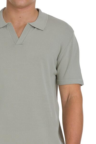 Hatemoğlu Khaki Regular Fit Polo Neck Rayon T-Shirt