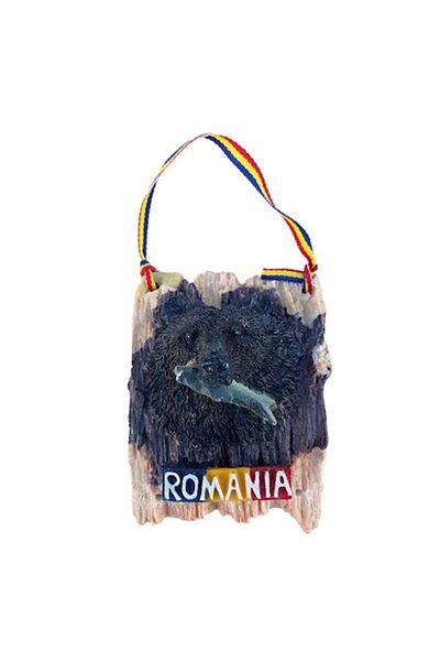 OEM Set 2 Decorations with Bear Face and Text 'Pestera Ursilor', 8x10cm